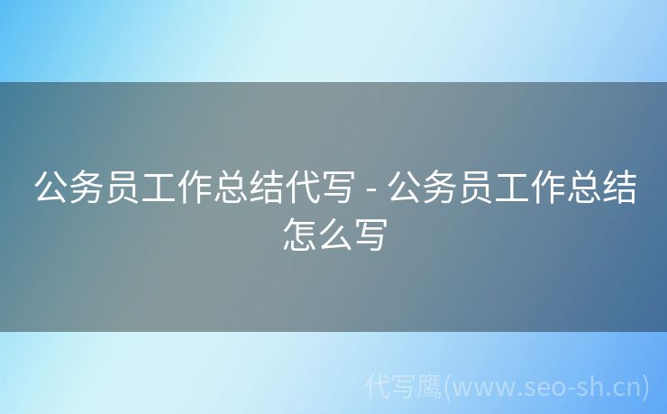 公务员工作总结代写 - 公务员工作总结怎么写