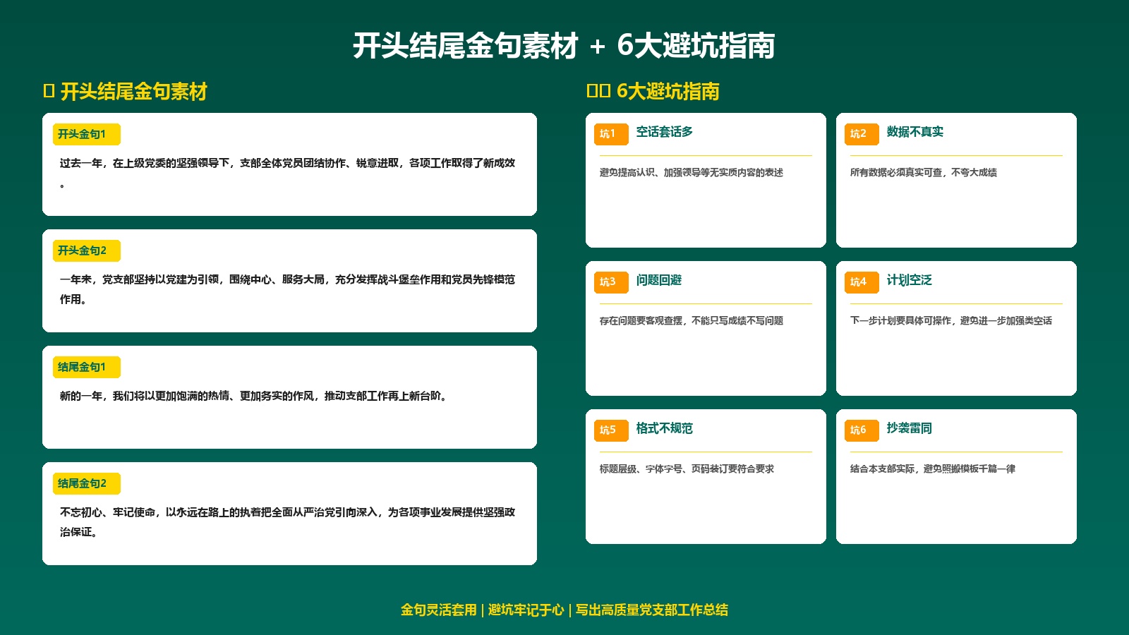 开头结尾金句素材与6大避坑指南