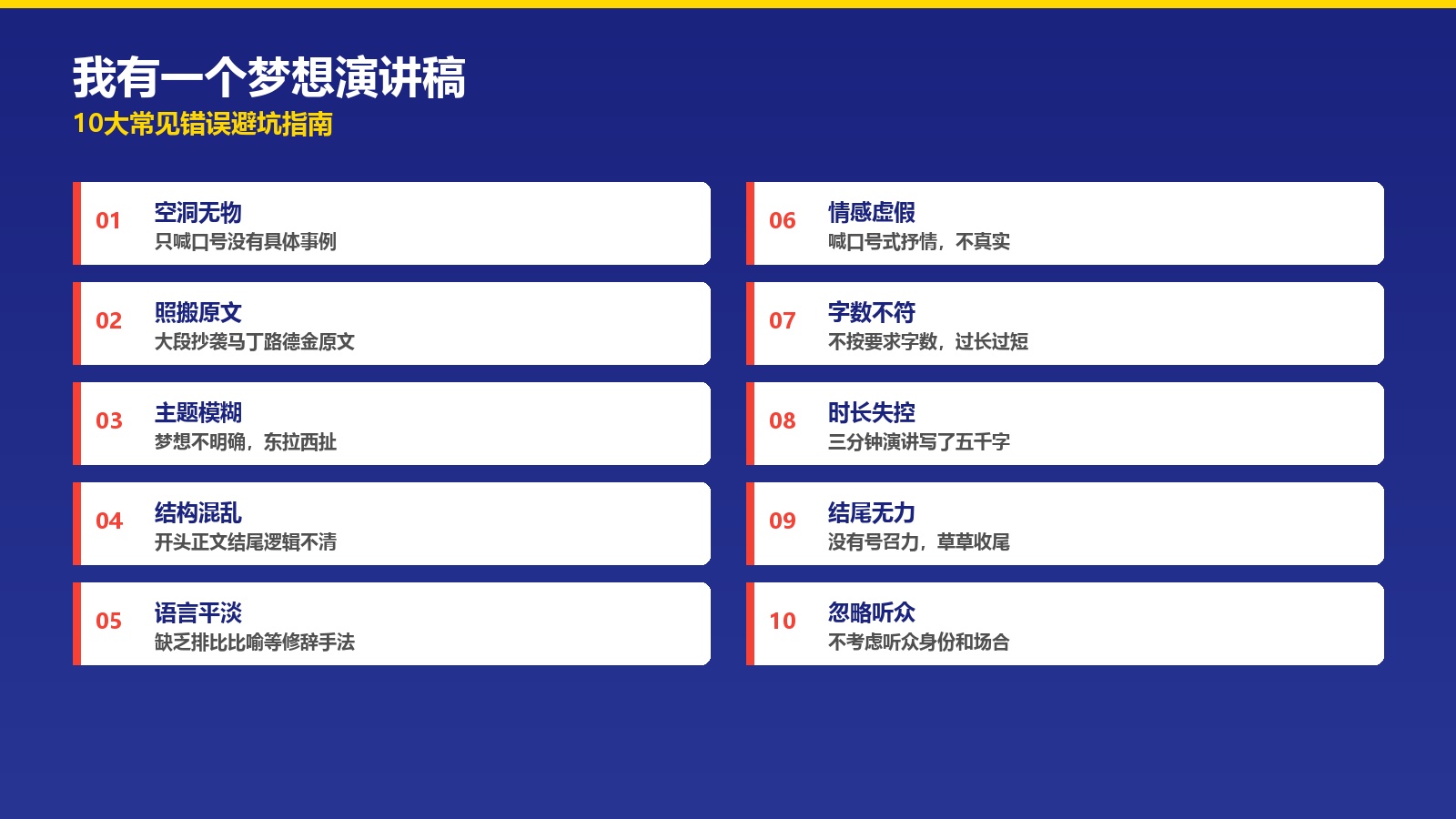 我有一个梦想演讲稿10大常见错误避坑指南