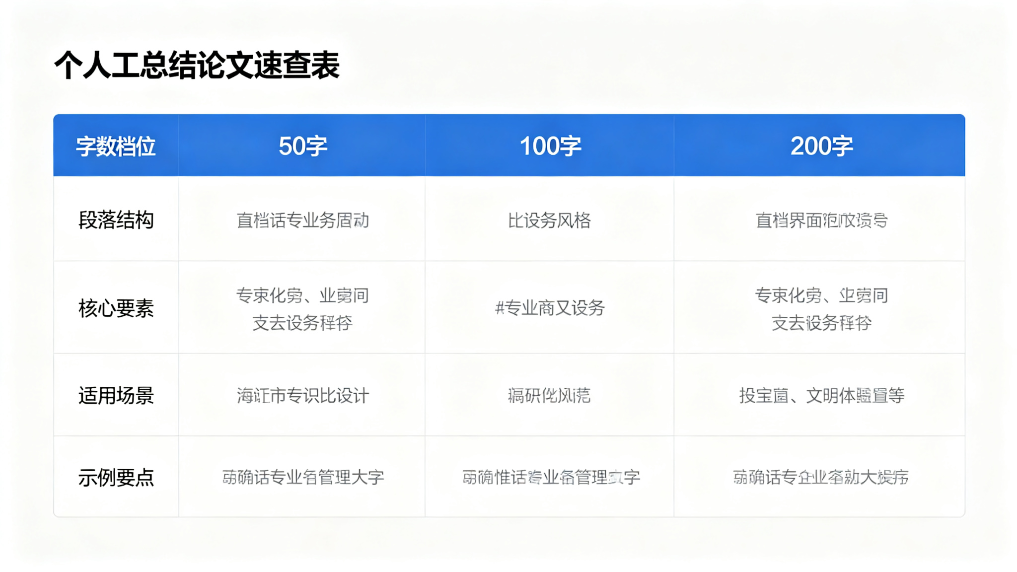 简短的个人工作总结：50/100/200字三档范文+通用模板+开头金句+避坑指南