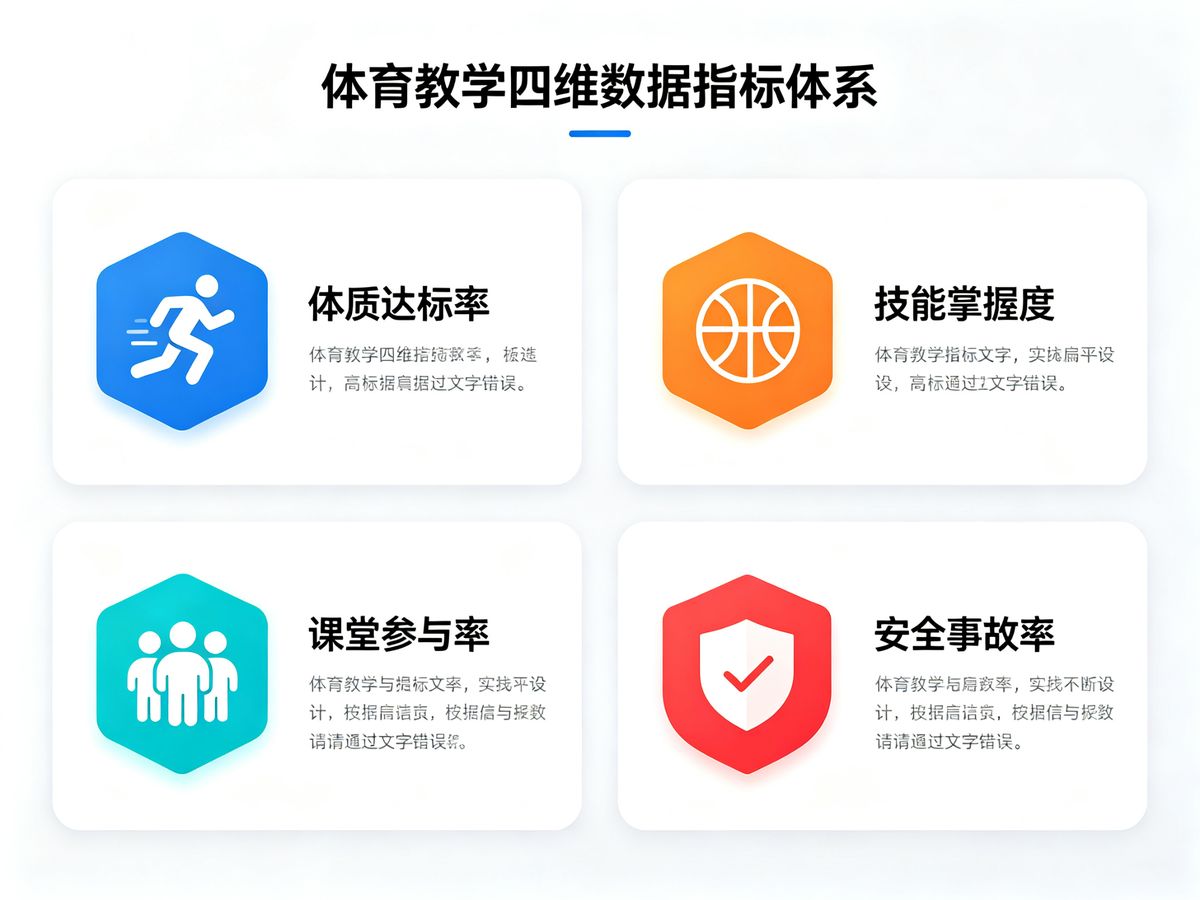 体育教学四维数据指标体系卡片图