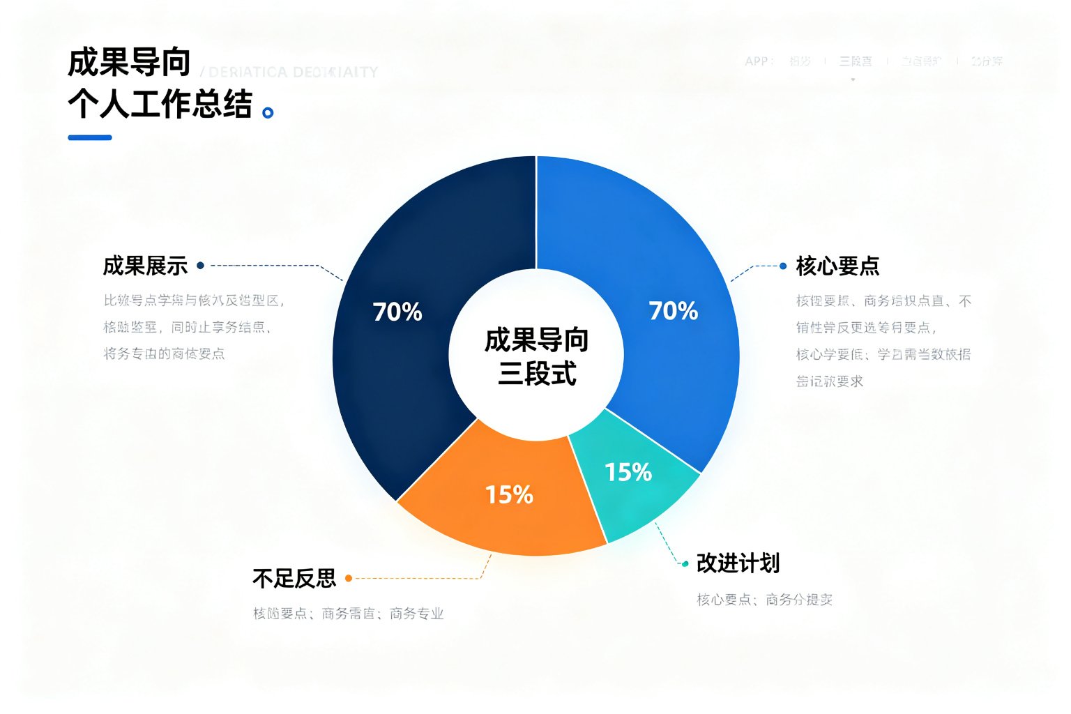 成果导向三段式结构饼图