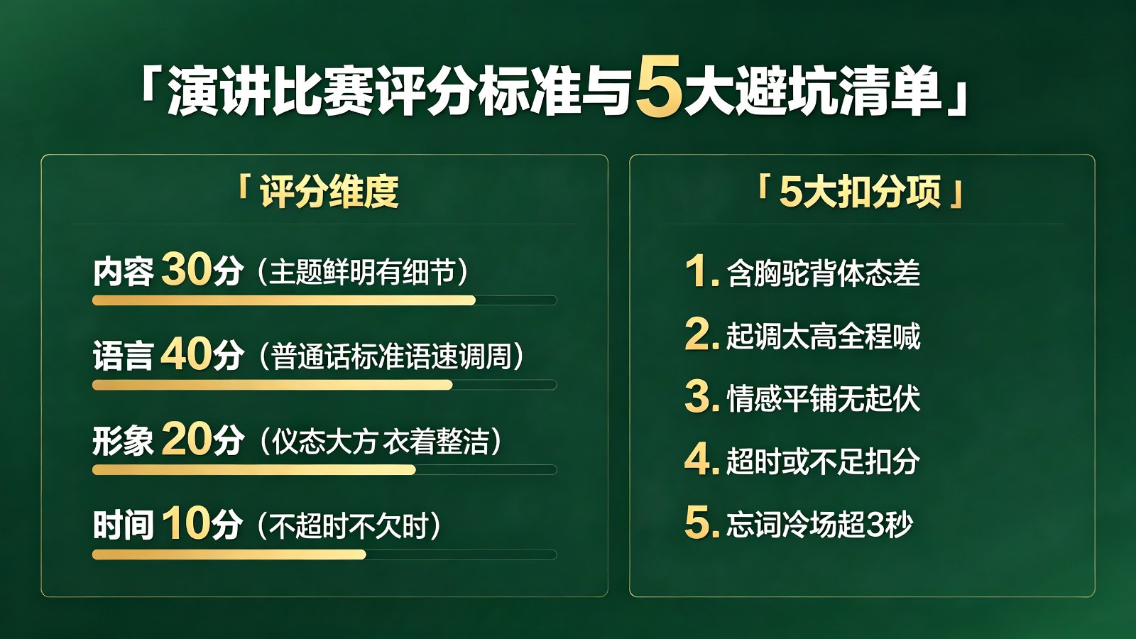 演讲比赛评分标准与避坑清单
