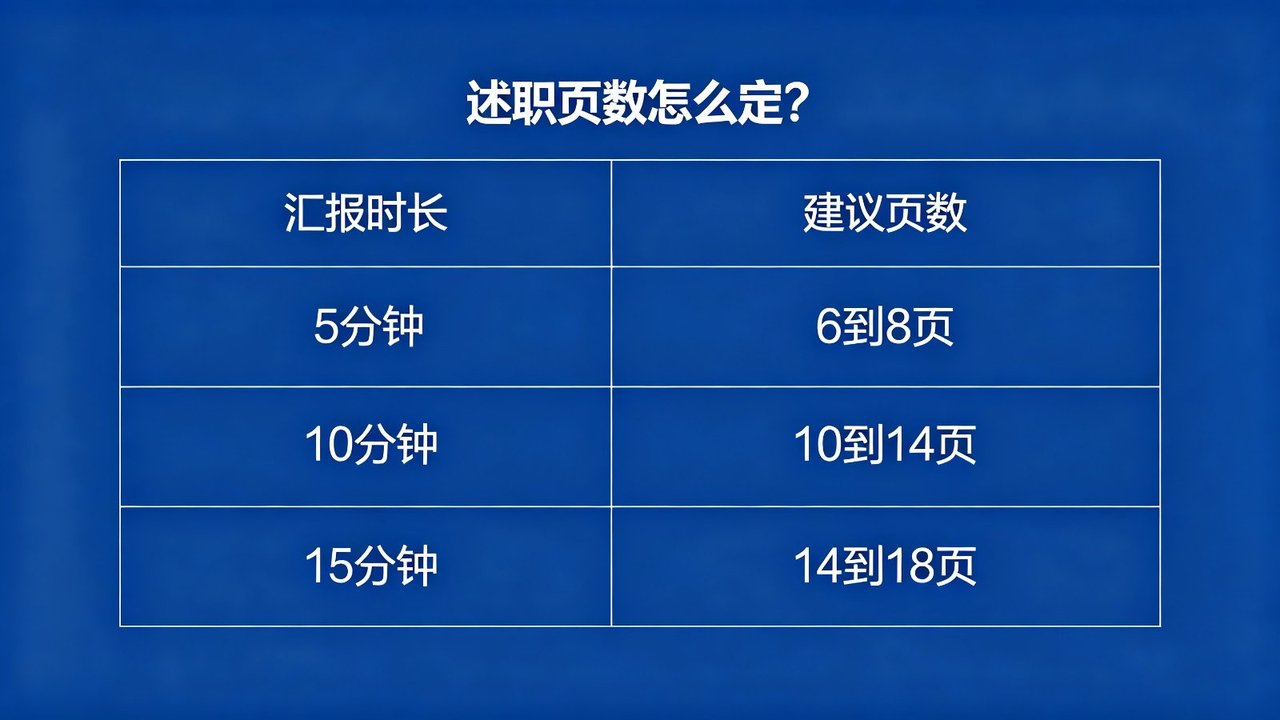 述职汇报时长与建议页数对照表