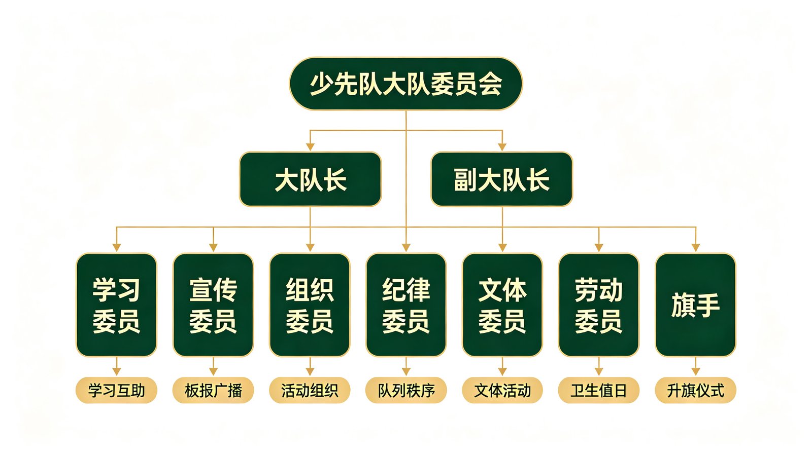少先队大队委员会9类岗位组织结构图
