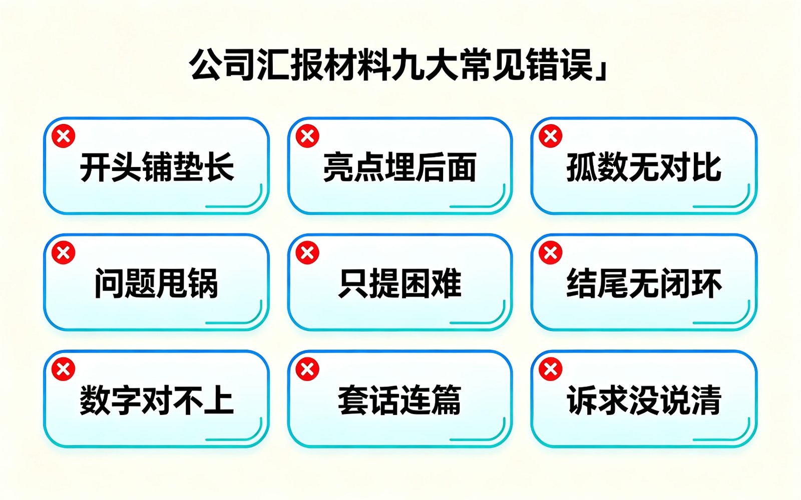 公司汇报材料九大常见错误清单