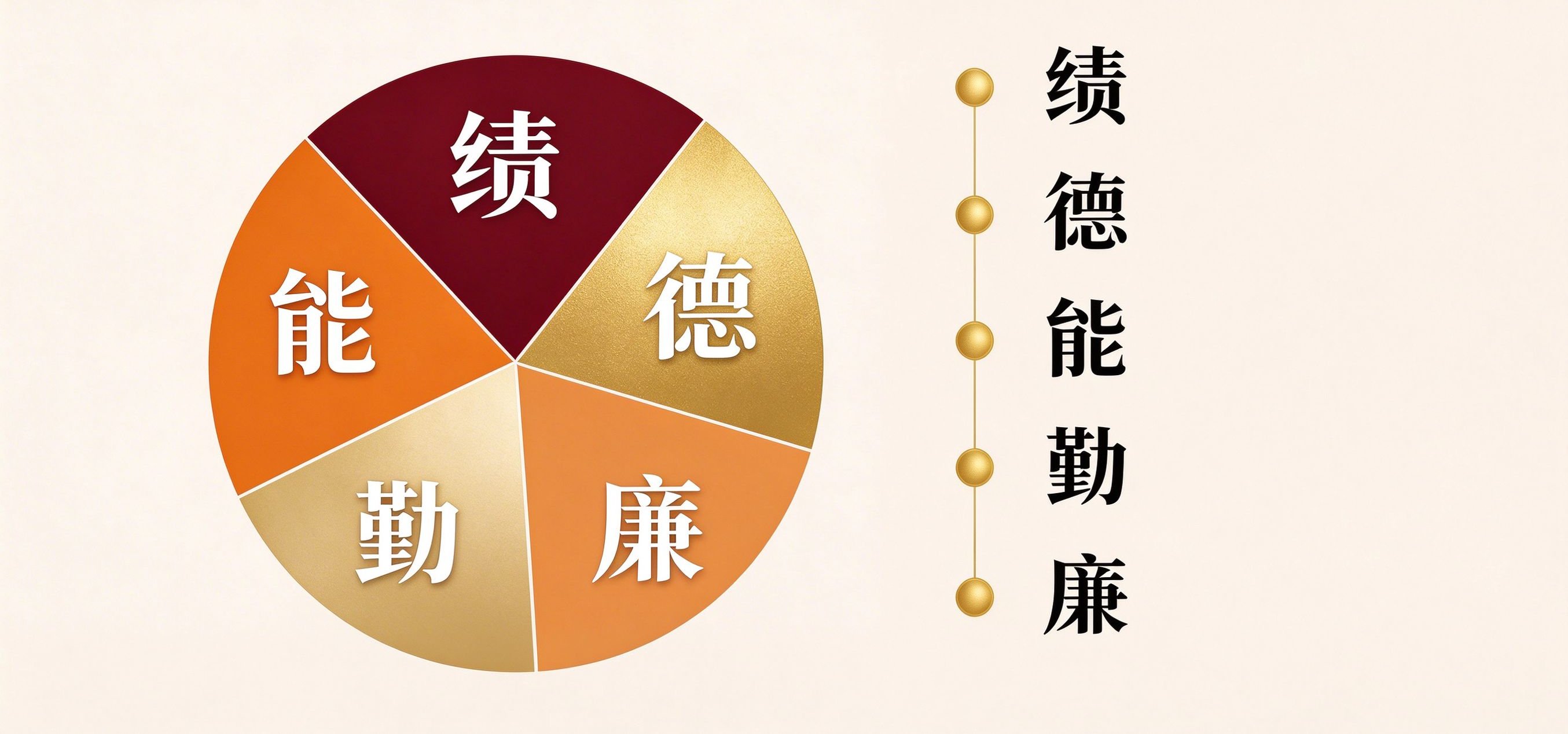 德能勤绩廉五维权重分配饼图