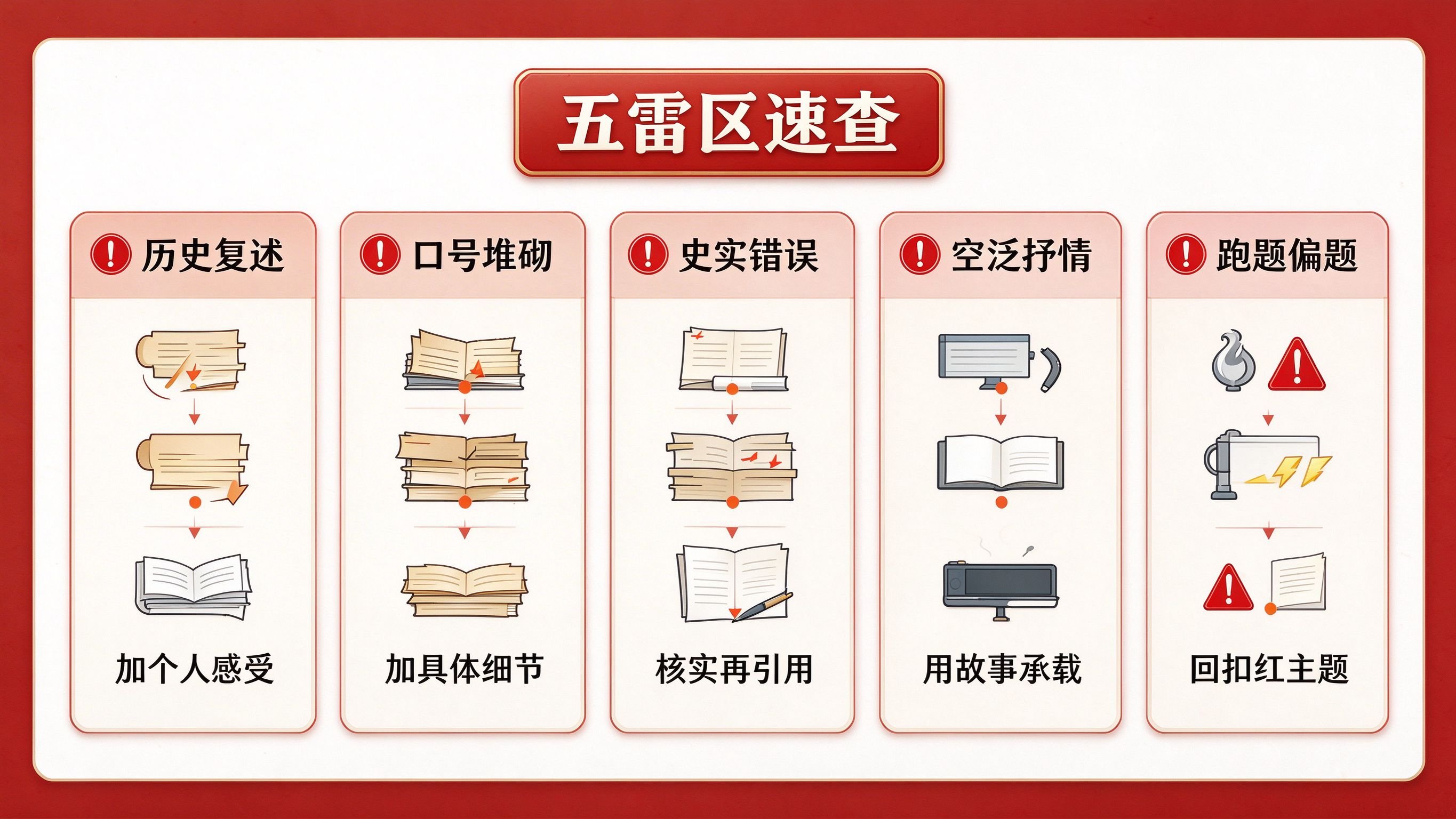 红色征文五雷区速查表:历史复述、口号堆砌、史实错误、空泛抒情、跑题偏题