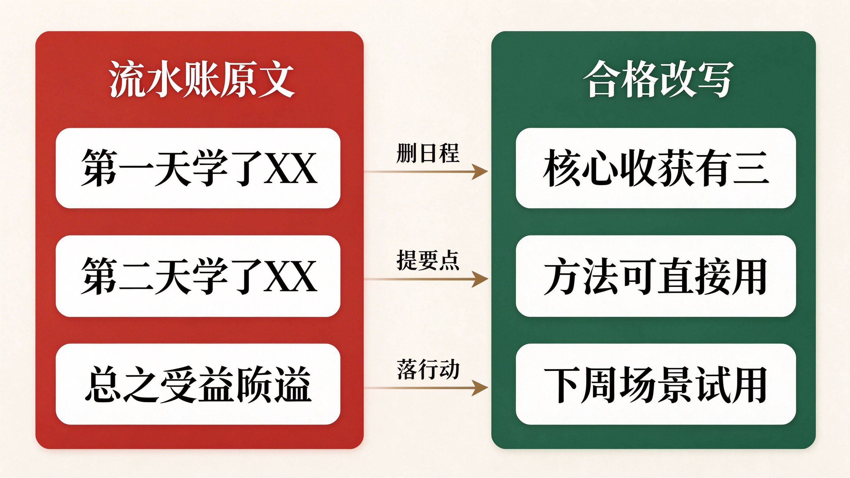 流水账原文与合格改写前后对照表