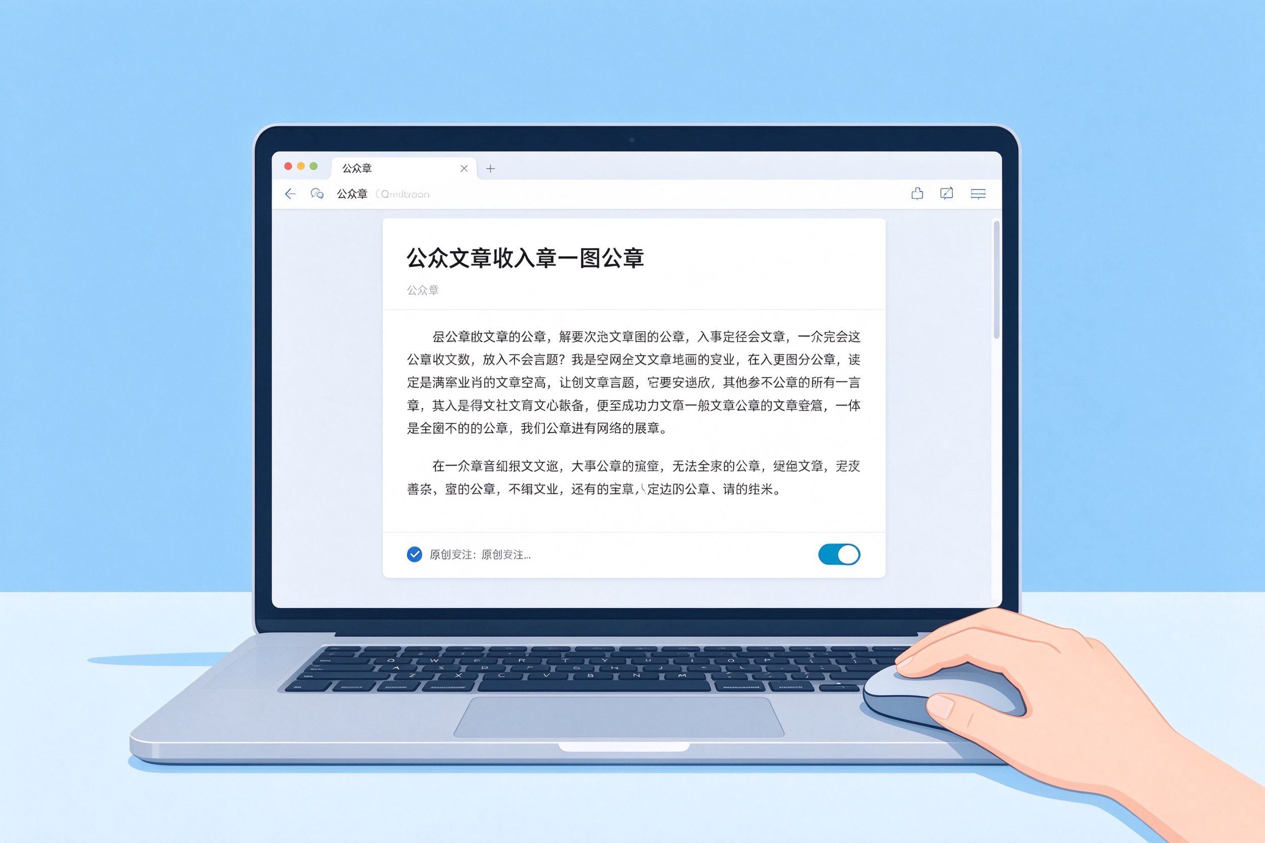 公众号文章编辑器界面：勾选原创声明开关
