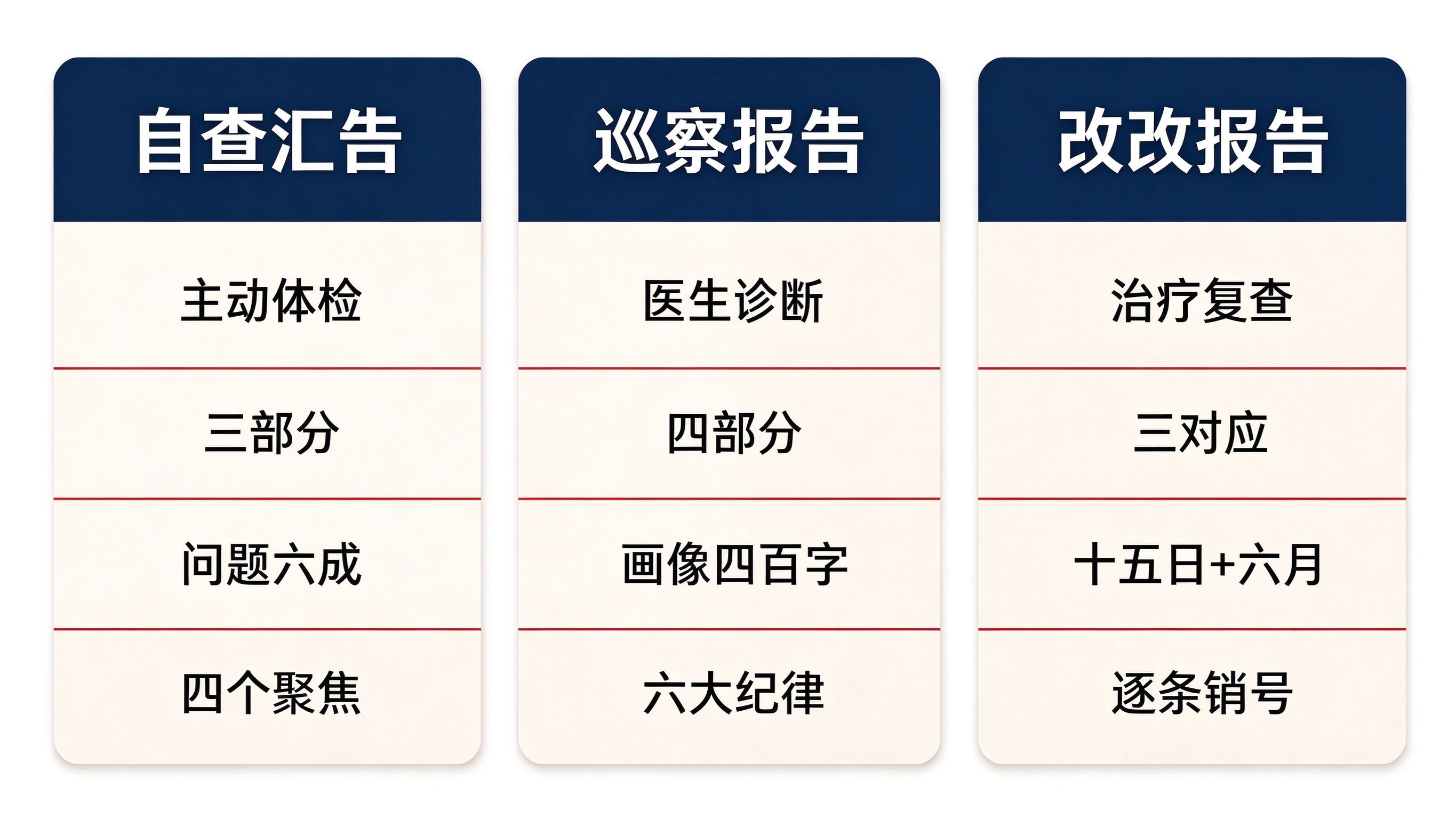 配图一 三类巡察汇报文体结构对比表