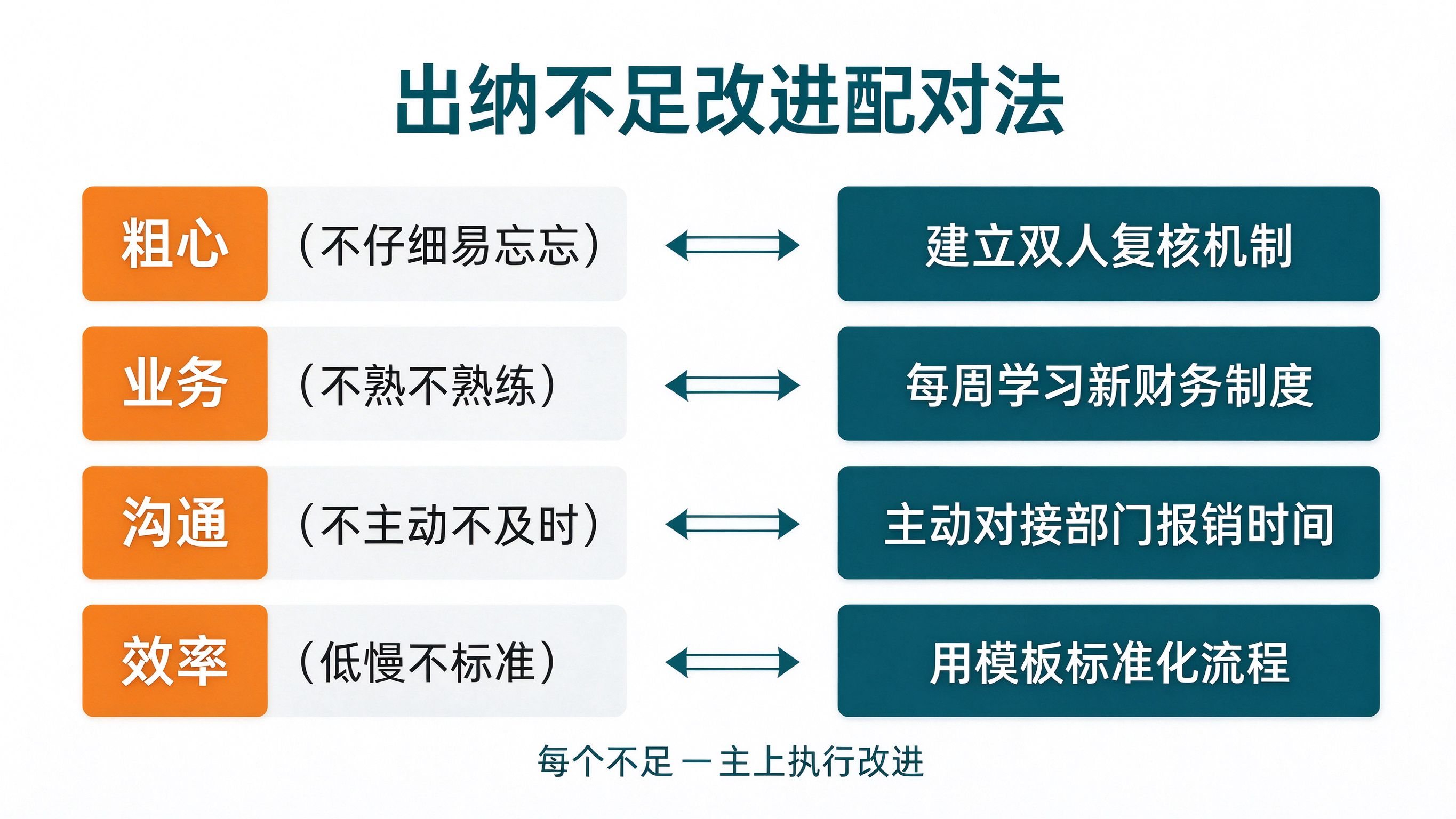 配图三：出纳不足改进配对表