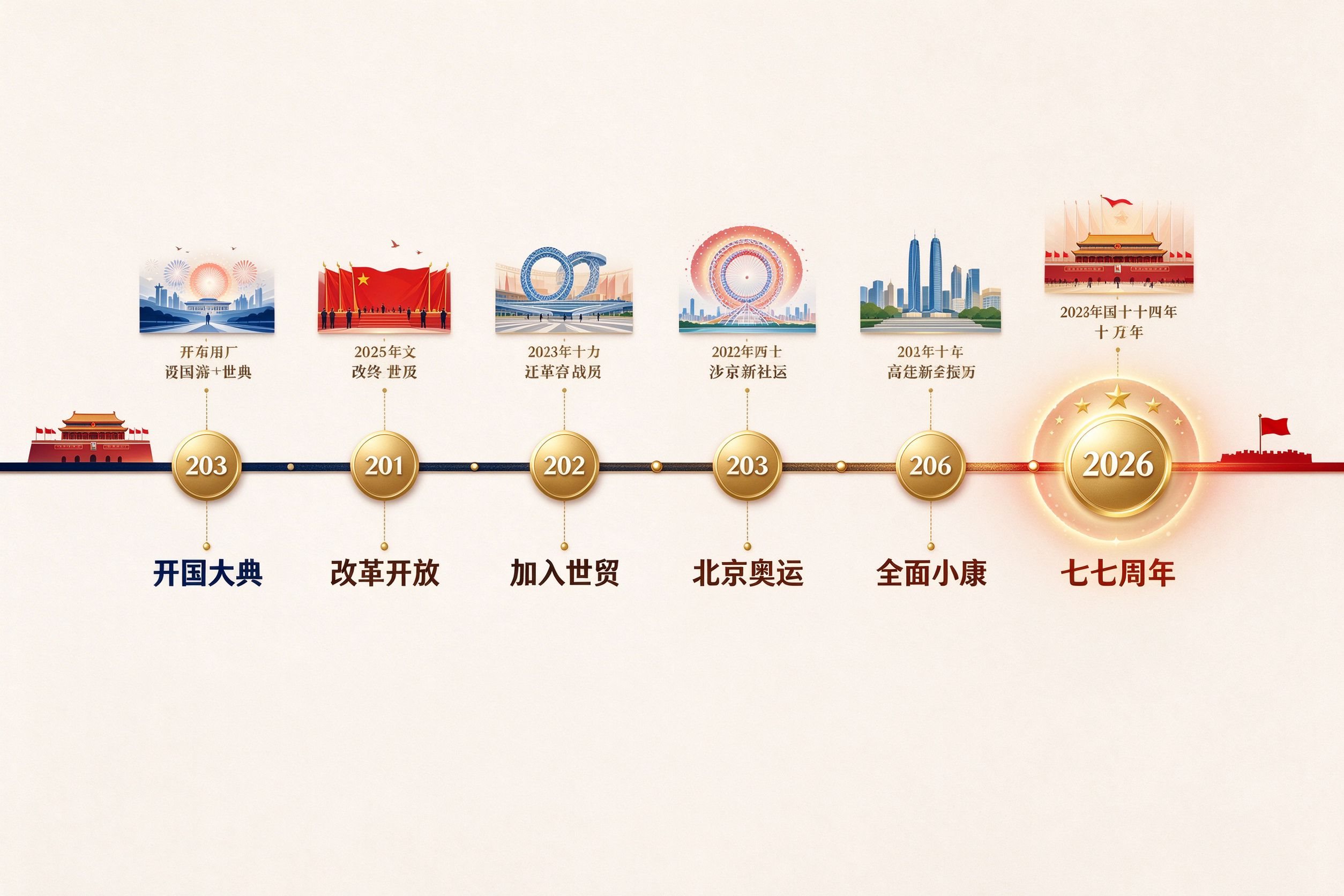 建国77周年历史节点时间轴：1949到2026重要事件