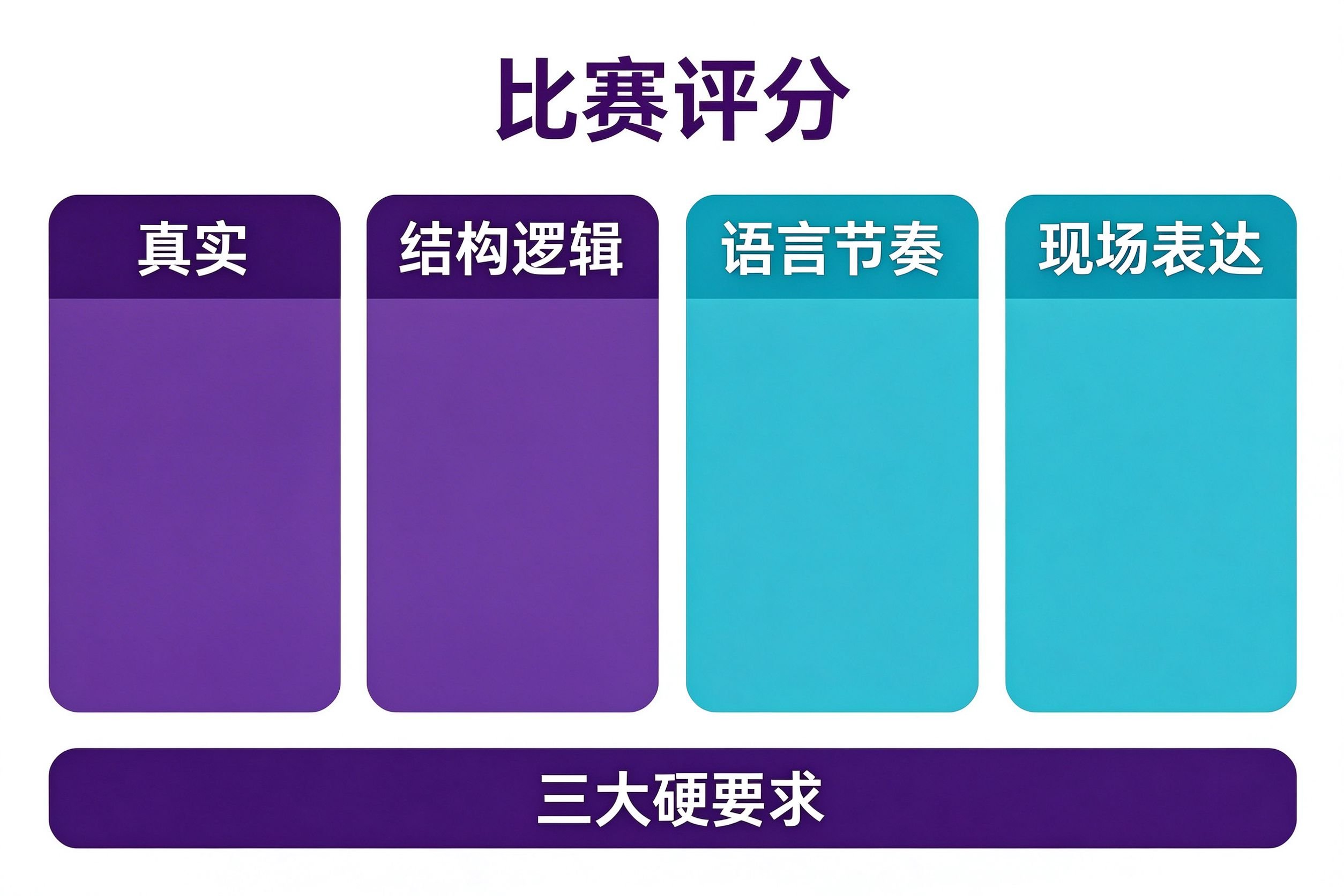 廉洁演讲稿比赛评分速查表：内容真实、结构逻辑、语言节奏、现场表达四维度加三大硬要求
