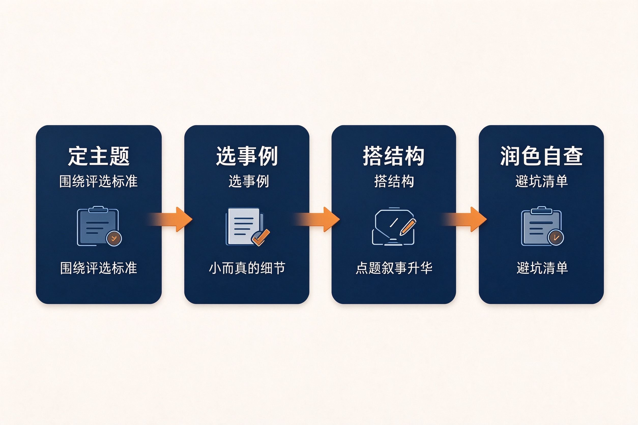 最美家庭征文四步构思法流程图:定主题选事例搭结构润色自查