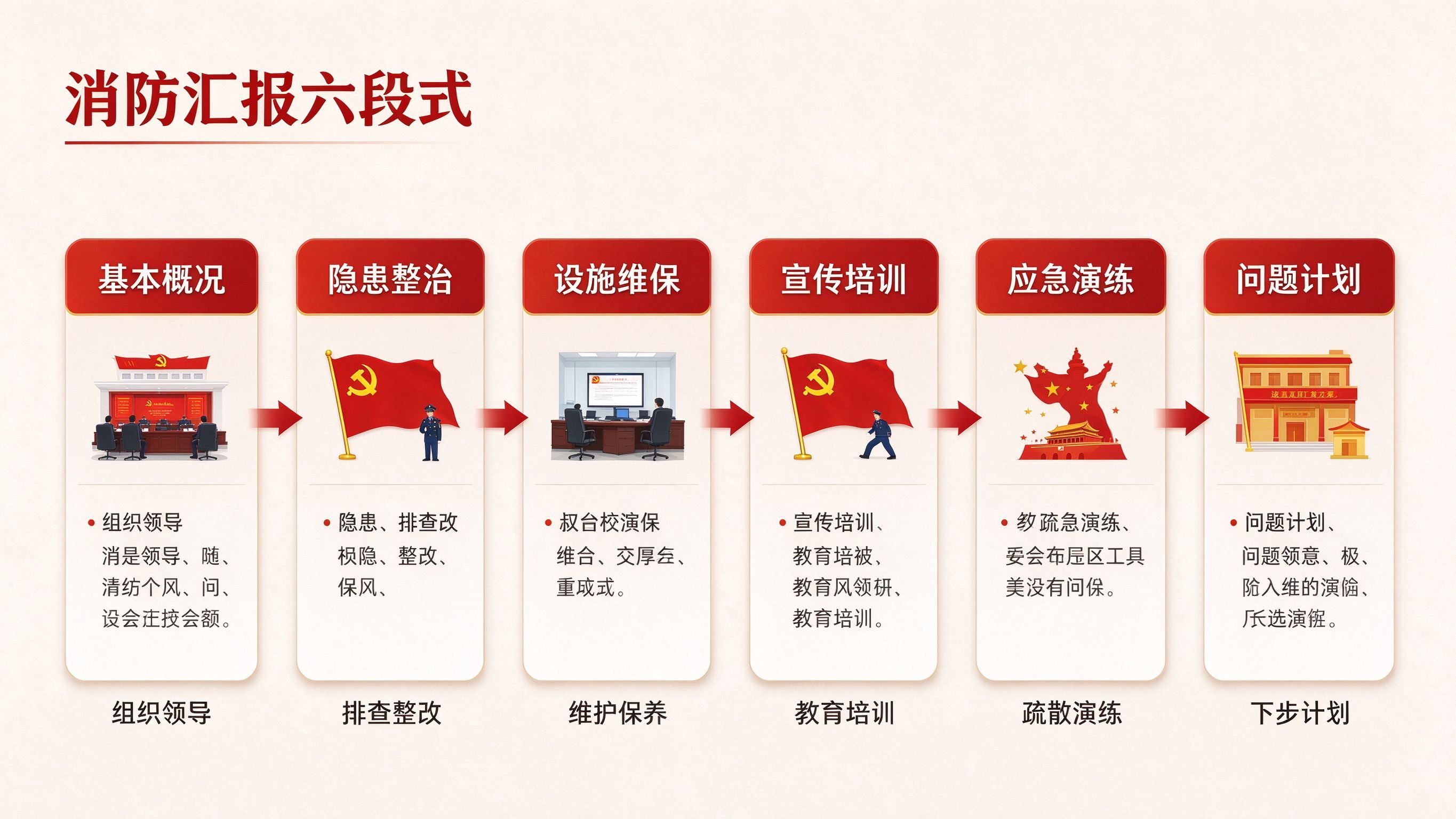 消防汇报六段式标准结构流程图