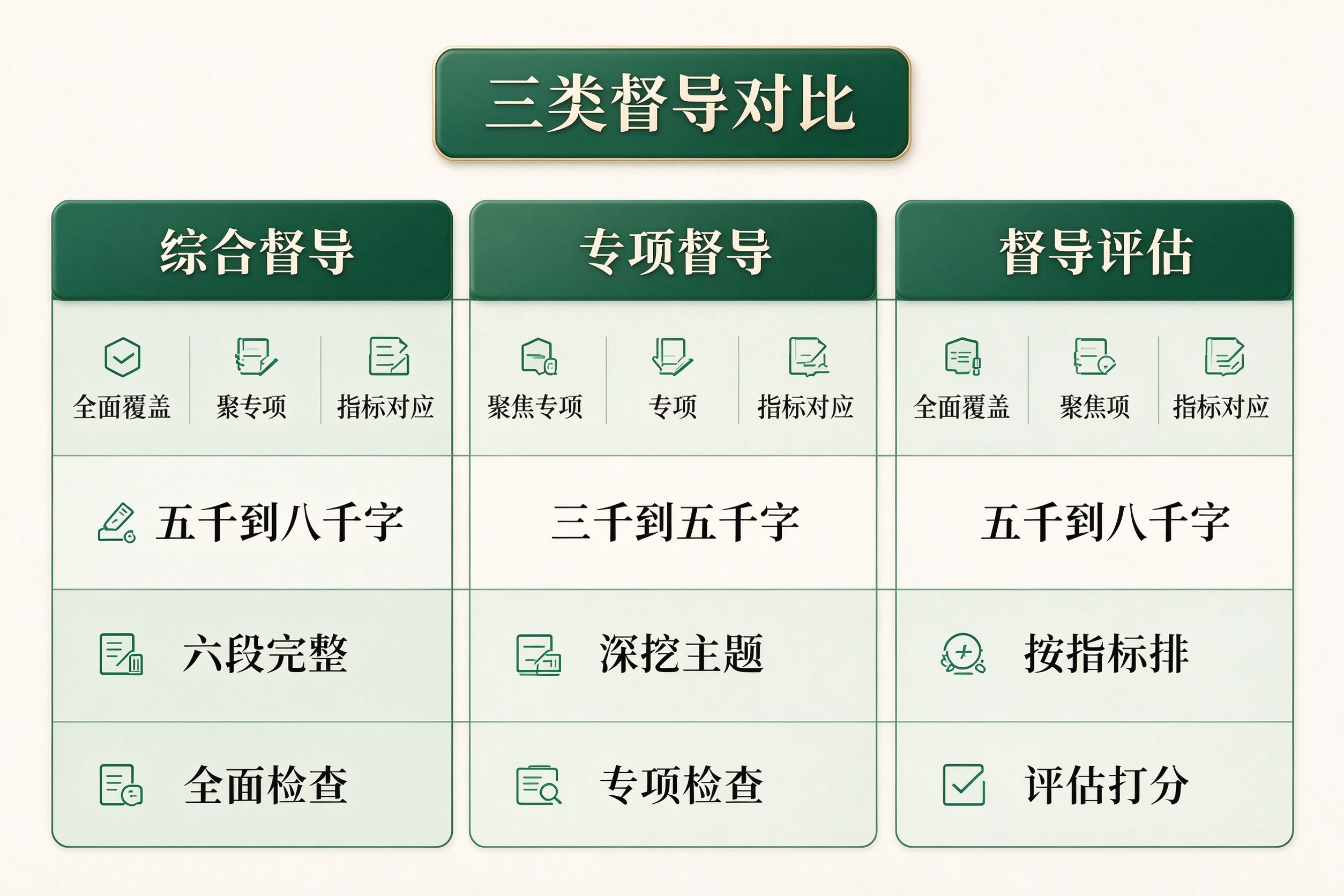 三类督导材料结构对比表