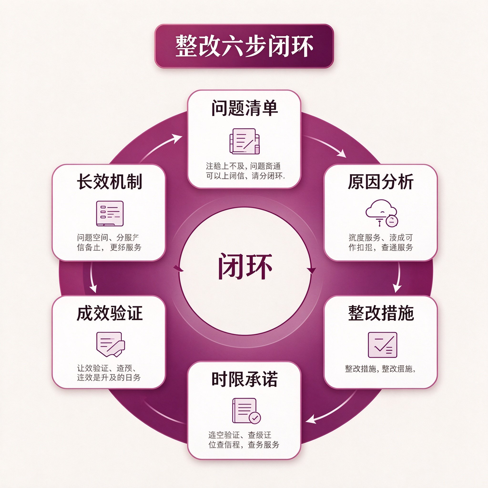 督导反馈问题整改六步工作法框架图