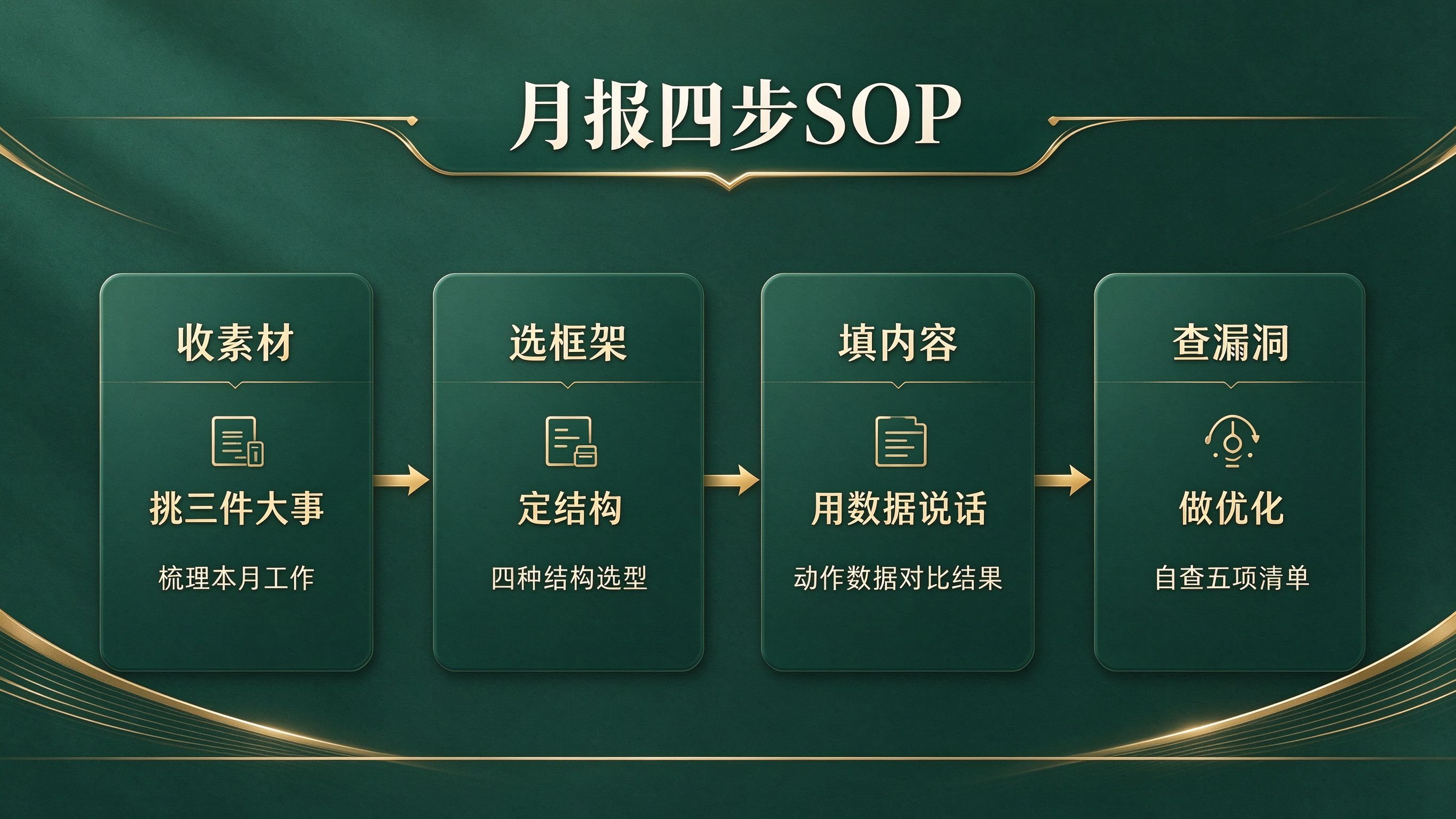 本月工作总结怎么写：四步SOP+六岗位差异化+避坑指南